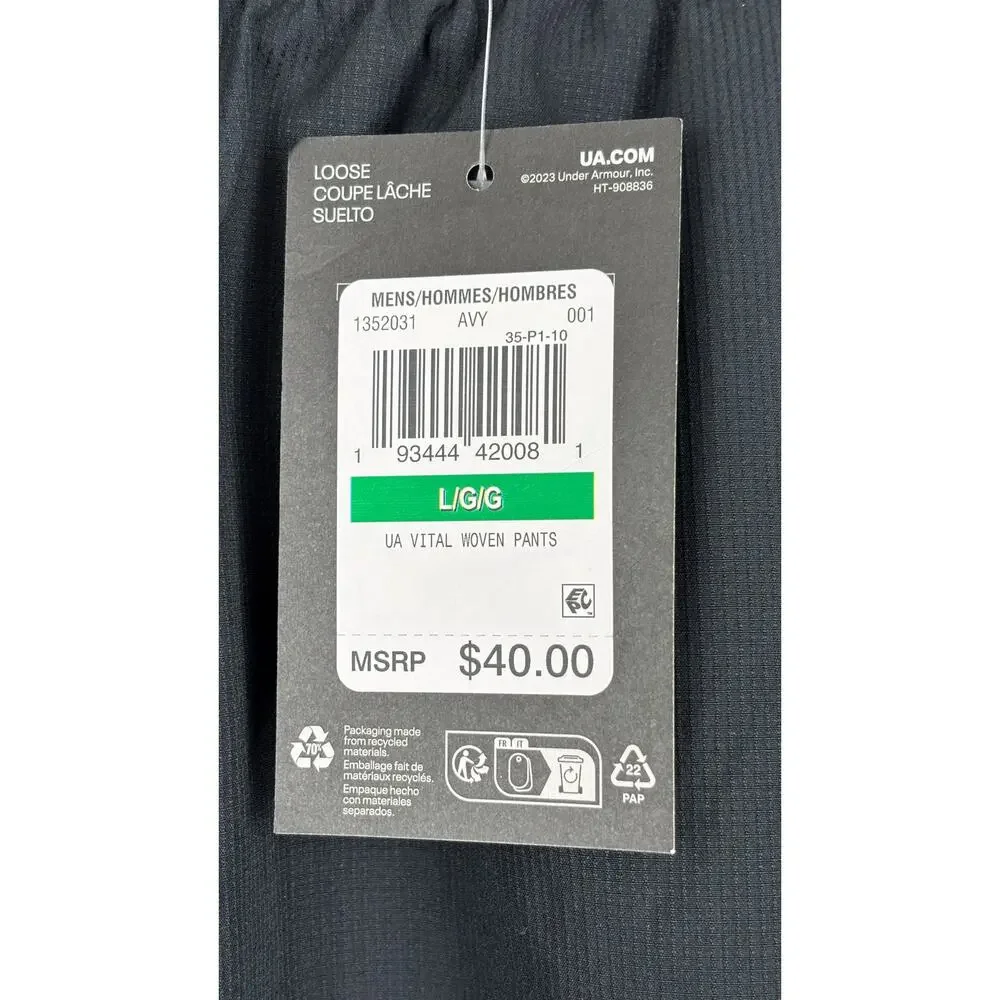 Under Armour Mens Vital Woven Pant Black Mens Size Large New Activewear